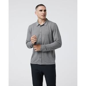 Vuori Long Sleeve Knit Twill Button Down Heather Grey S